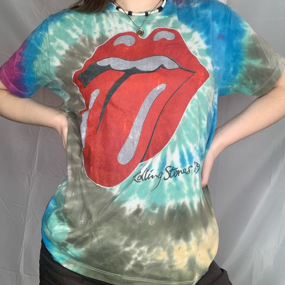 Rolling Stones ‘89 Tie Dye Classic Logo Shirt 100% cotton Made In Honduras Sz M - Picture 2 of 7